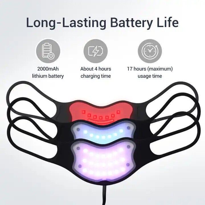 Hand Held Beauty Machine Blue/Red Light Therapy Waterproof Facial Lip Mask Care