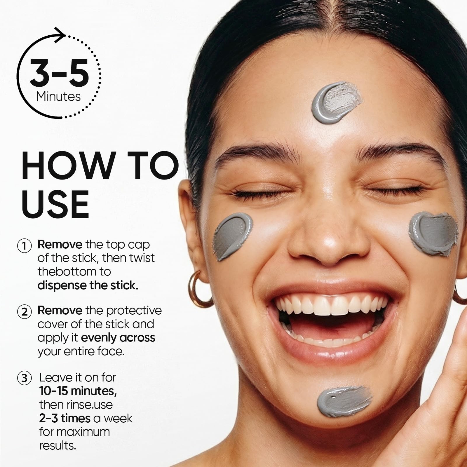 Deep Pore Cleansing Blackhead Remover Face Mask Stick, Mud Mask with Natural …
