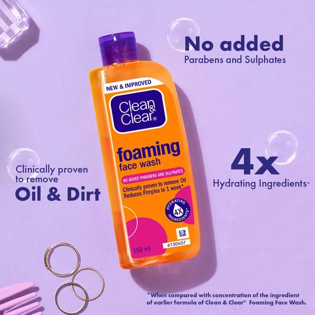 Clean & Clear Foaming Face Wash For Oily Skin, 150ml | free shipping