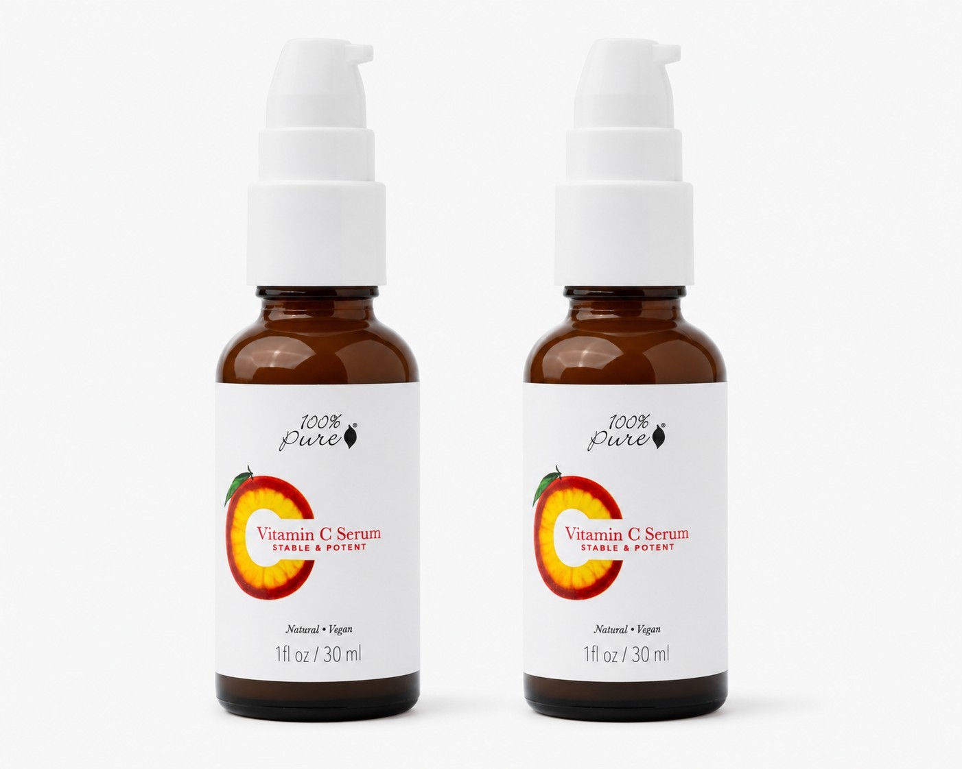 2 pcs 100% Pure Vitamin C Serum 1 oz/30 ml each Brightening Serum NEW & SEALED!