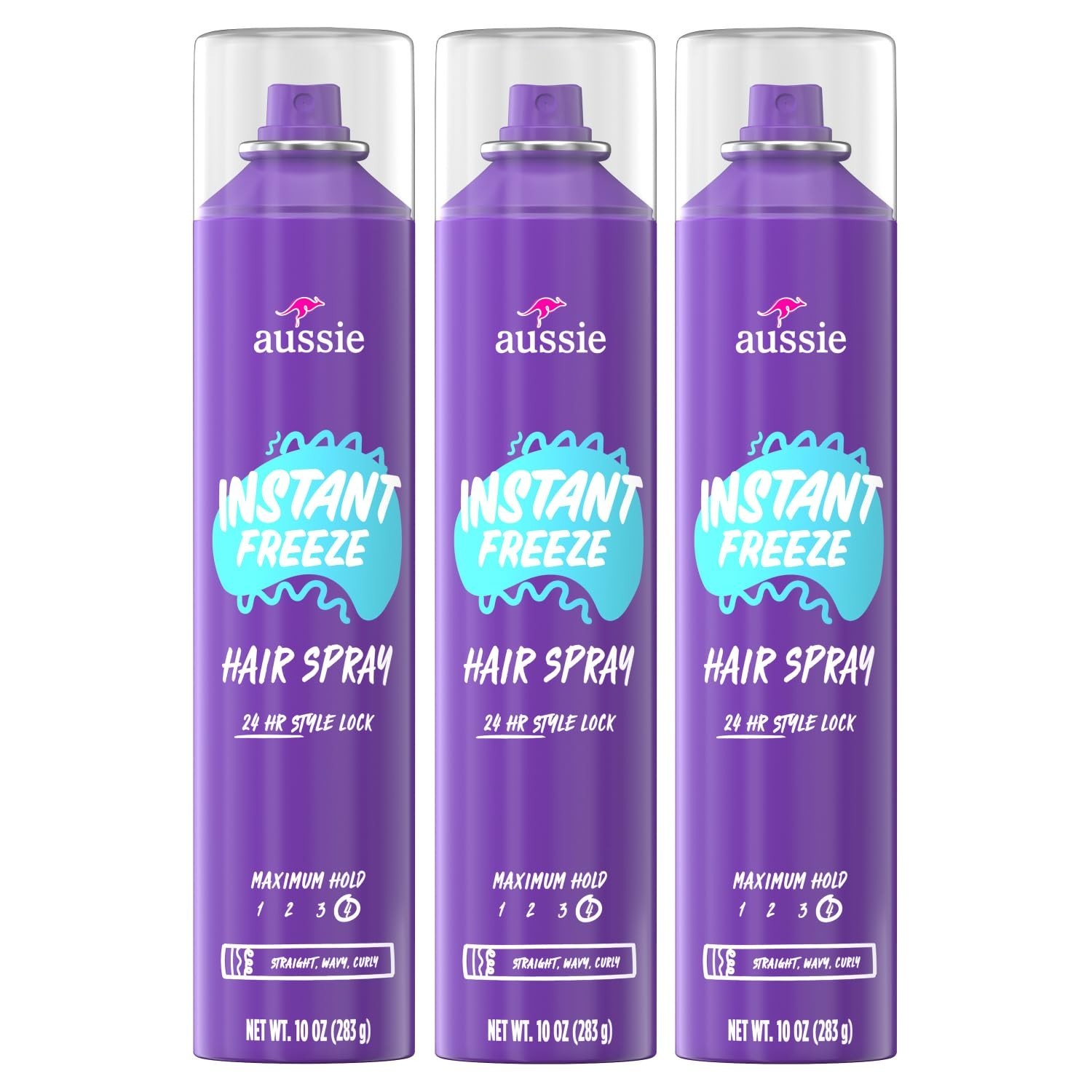 Aussie Instant Freeze Hair Spray For Extreme Hold, Infused With Jojoba Oil 10oz