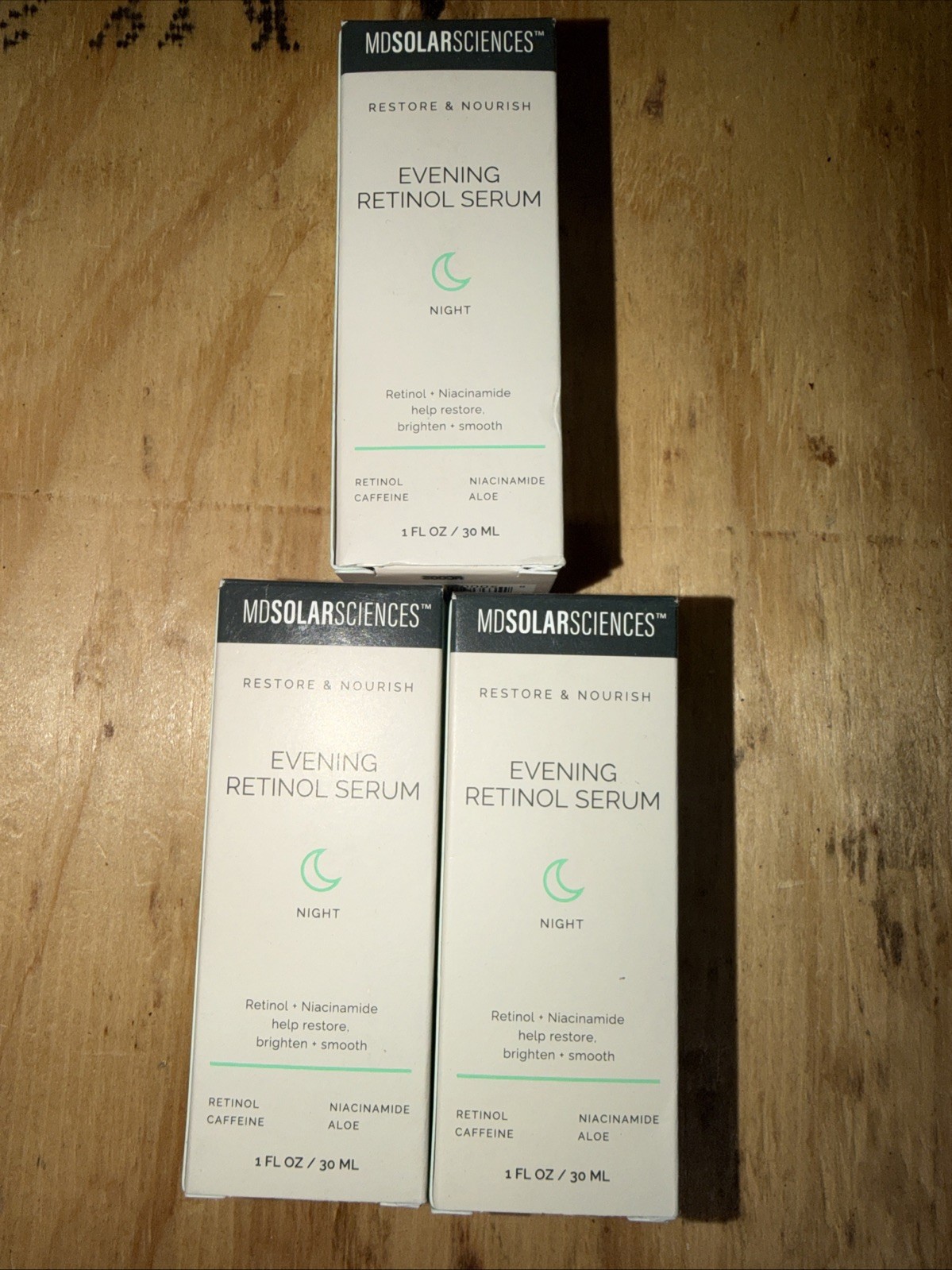 3X MD Solar Sciences Evening Retinol Serum Restore & Nourish 1oz NIB.