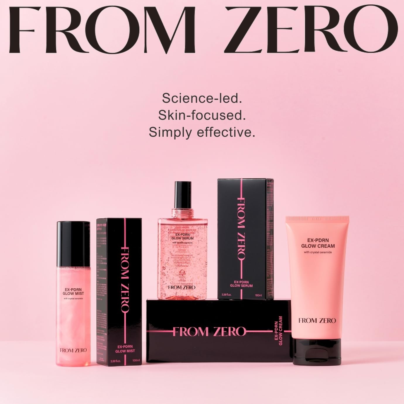 From Zero Ex-Pdrn Glow Serum 3.38 Fl.Oz. Facial Moisturizer For Dry Skin Rose