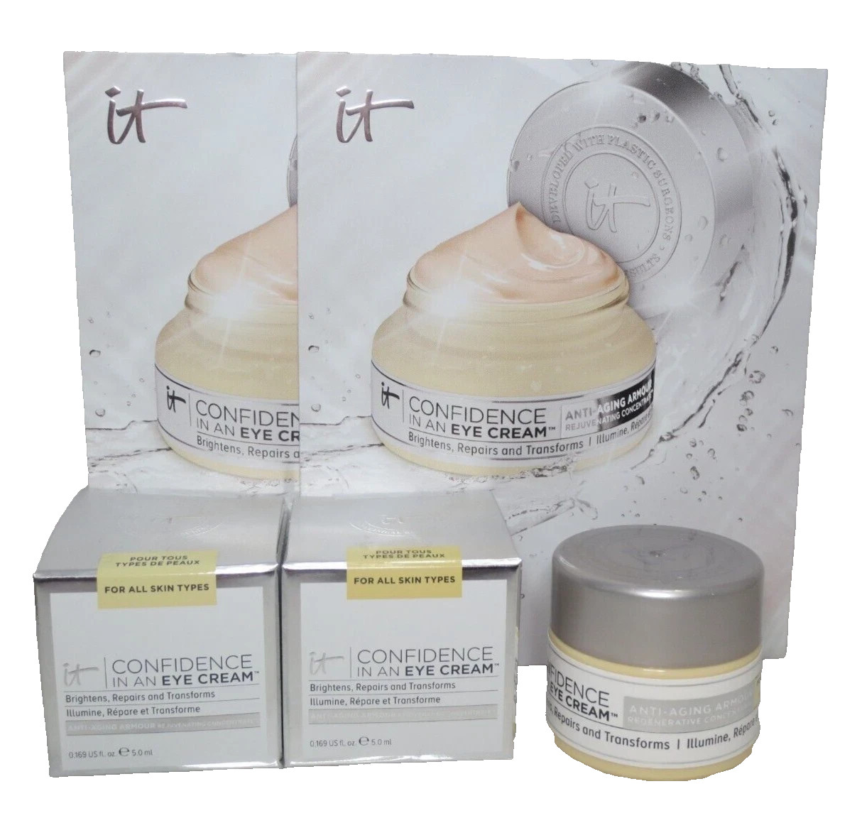 IT COSMETICS CONFIDENCE IN AN EYE CREAM 0.169 OZ BOXED LOT OF 2