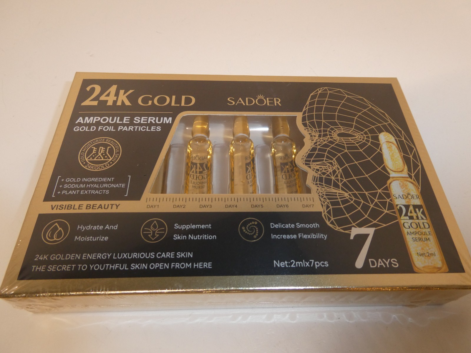 24K GOLD Ampoule Serum Moisturizer Brighten Skin Secret Youthful 2ml. x 7 pcs.