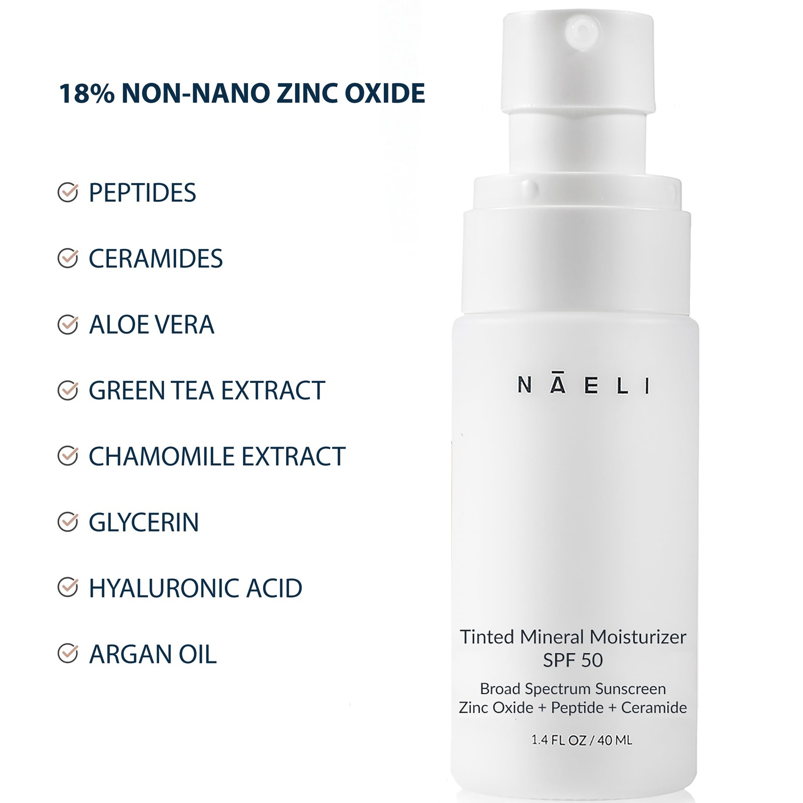 NAELI Anti Aging Tinted Moisturizer SPF 50, Mineral Sunscreen for Face with Z…