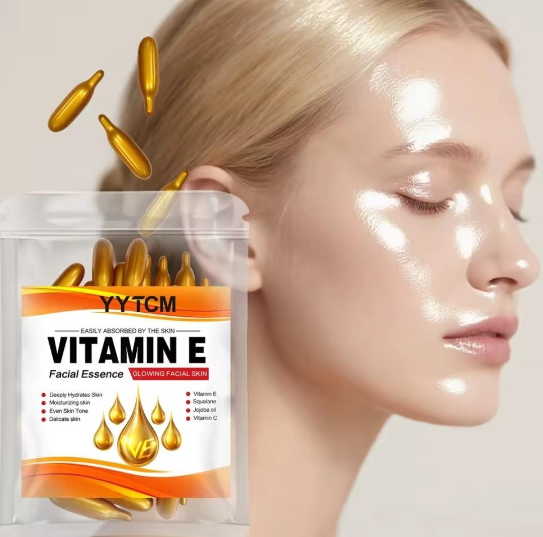 Vitamin E serum 30 capsules moisturize VitaminC hydrate smooth Glows facial skin