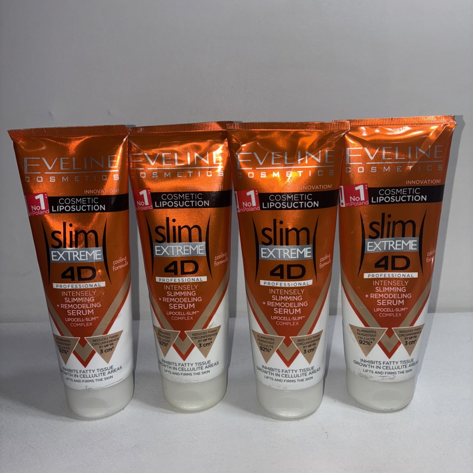 4 New Eveline Skin Extreme 4D Skin Remolding Serum, 8 Oz Each, Slightly Damaged