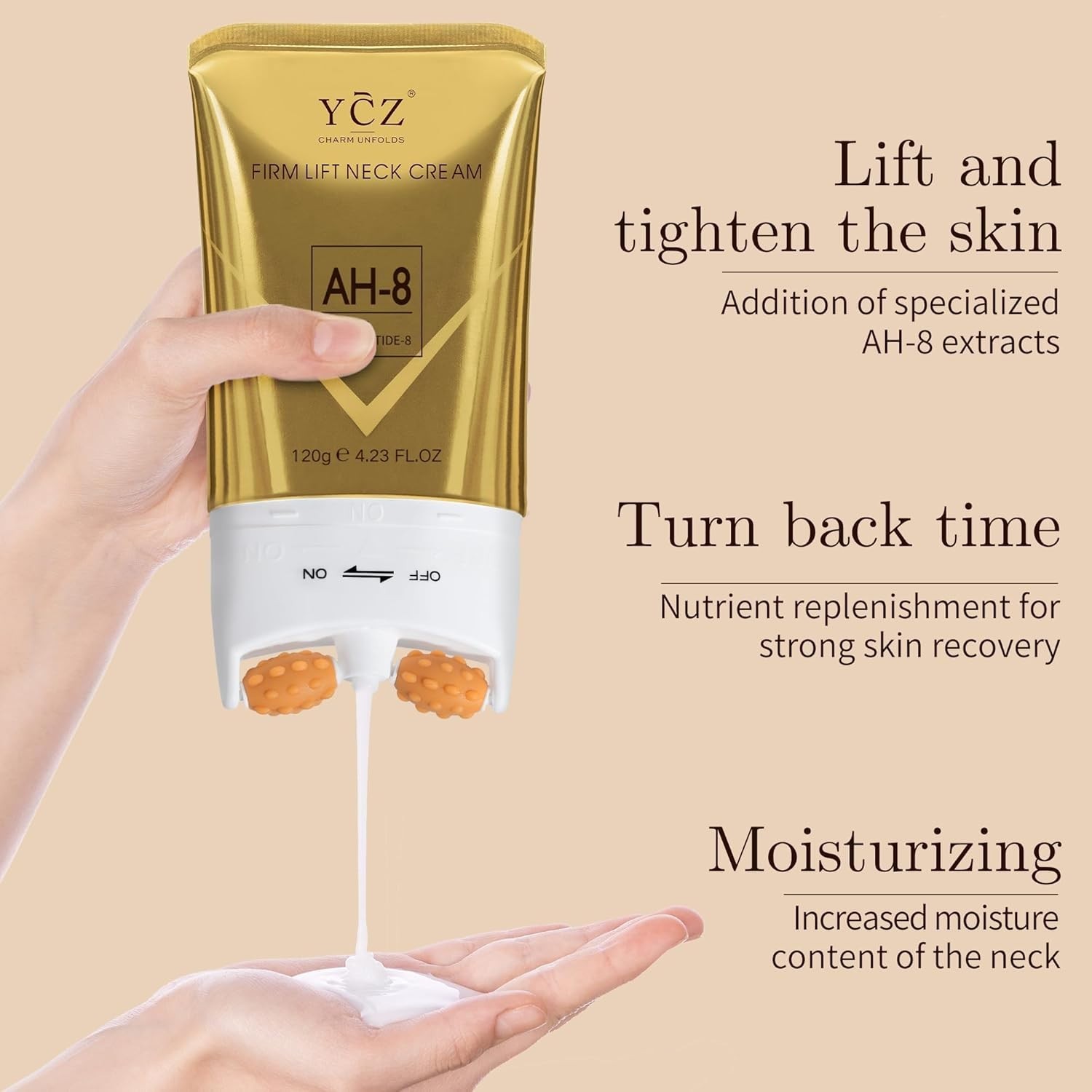 AH-8 Neck Firming Cream with Roller – Anti-Aging Moisturizer for Youthful Skin
