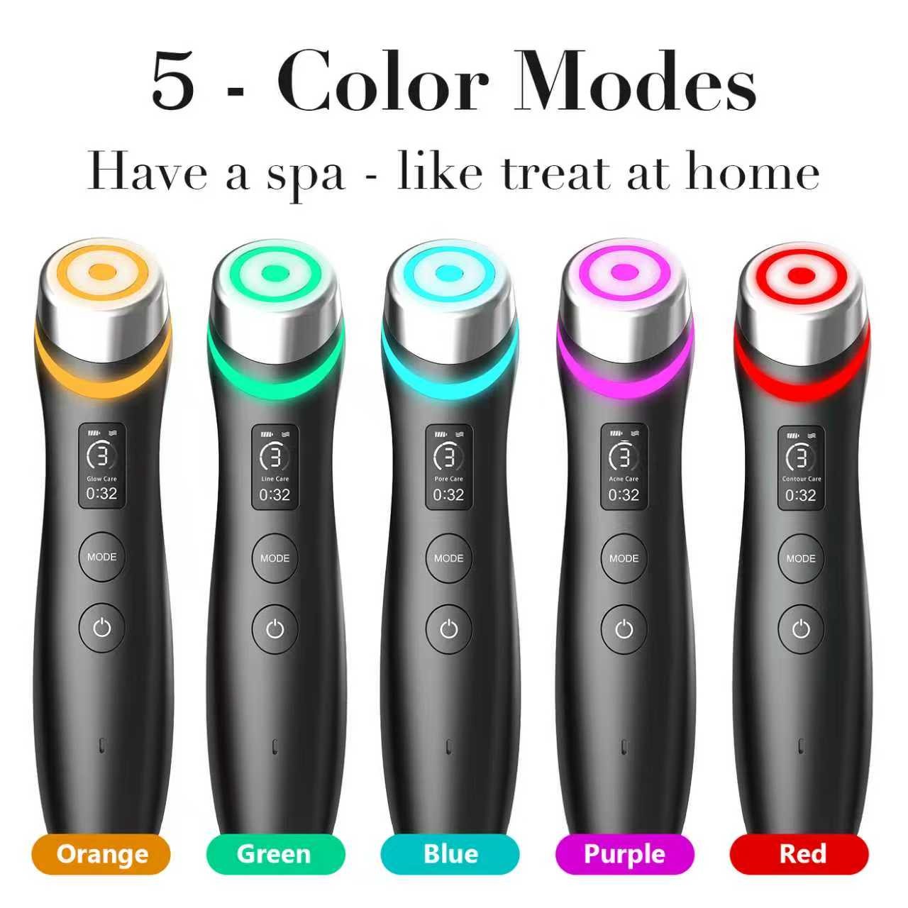 5-Color Glass Skin Rejuvenation Beauty Device Acne Treatment Facial Massager