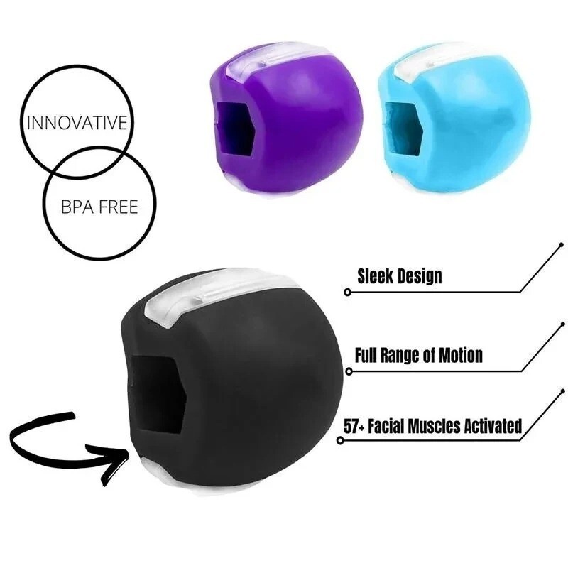 3PCS Jawline Exerciser Mouth Fitness Ball Jaw Trainer Face Double Chin Reduction