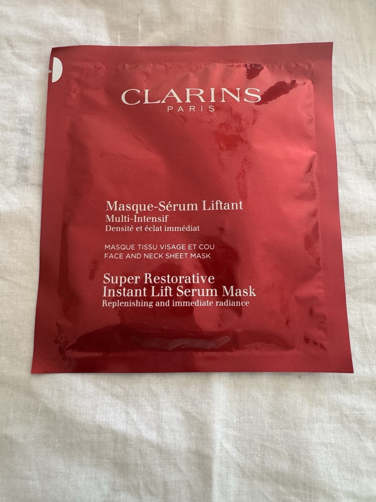 Clarins Paris Super Restorative Instant Lift Serum Face And Neck Sheet Mask