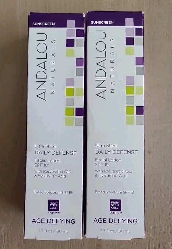 2 Andalou Naturals Age Defying Ultra Sheer Daily Defense Facial Lotion SPF 18