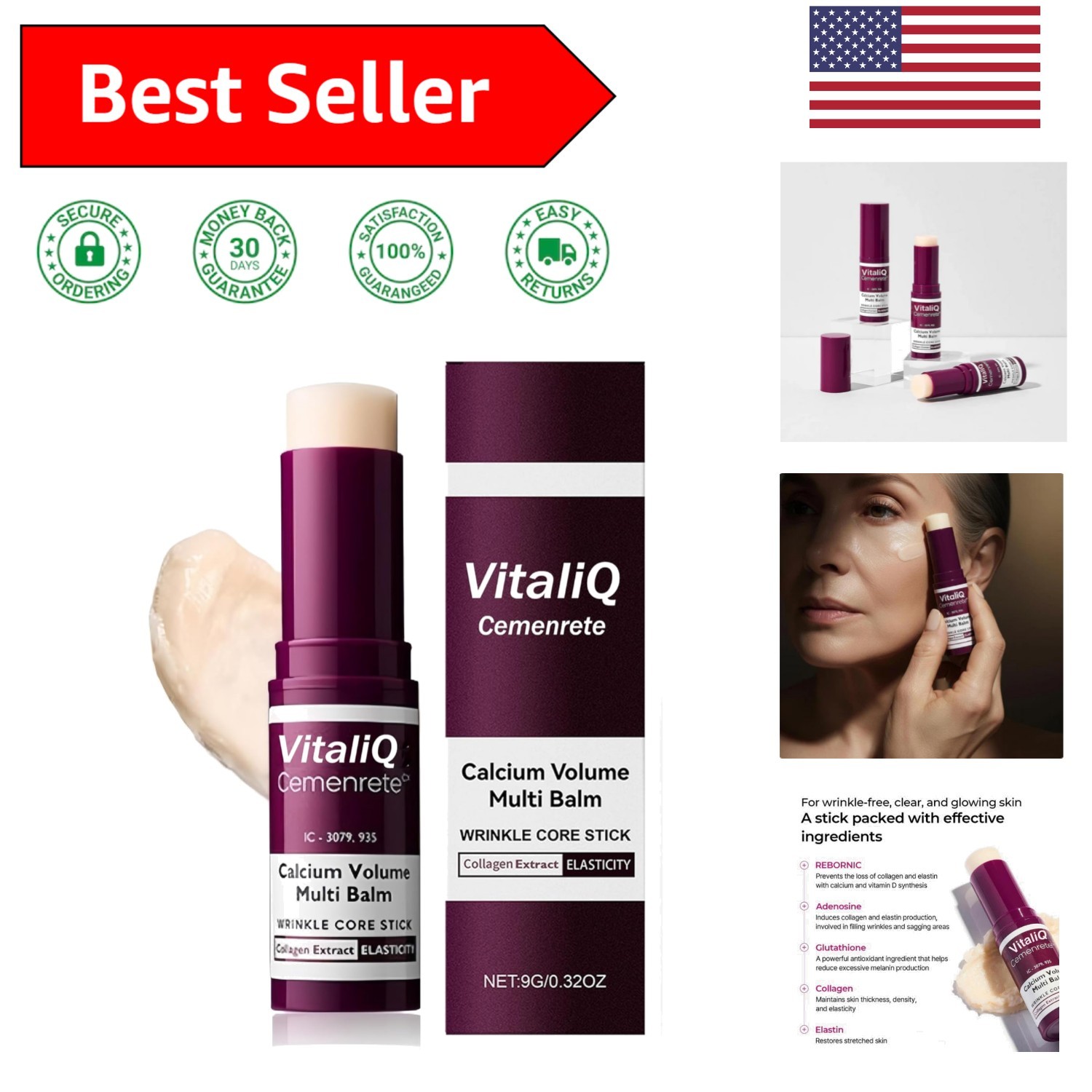 VitailQ Anti-Wrinkle Calcium Balm – Hydrating and Revitalizing Balm Stick