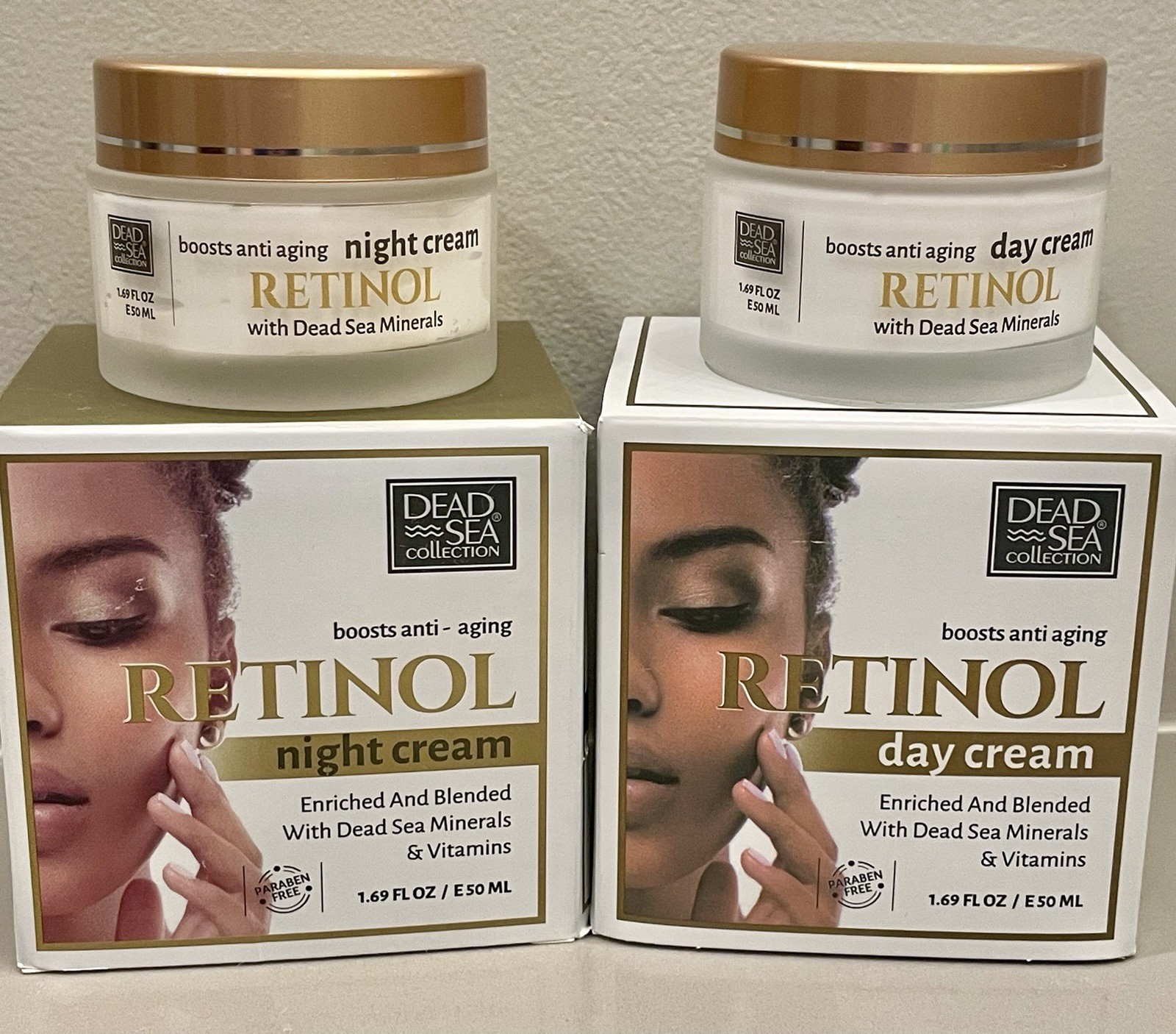 Dead Sea Retinol 1 Day Cream & 1 Night Cream 1.69 oz Each – New!