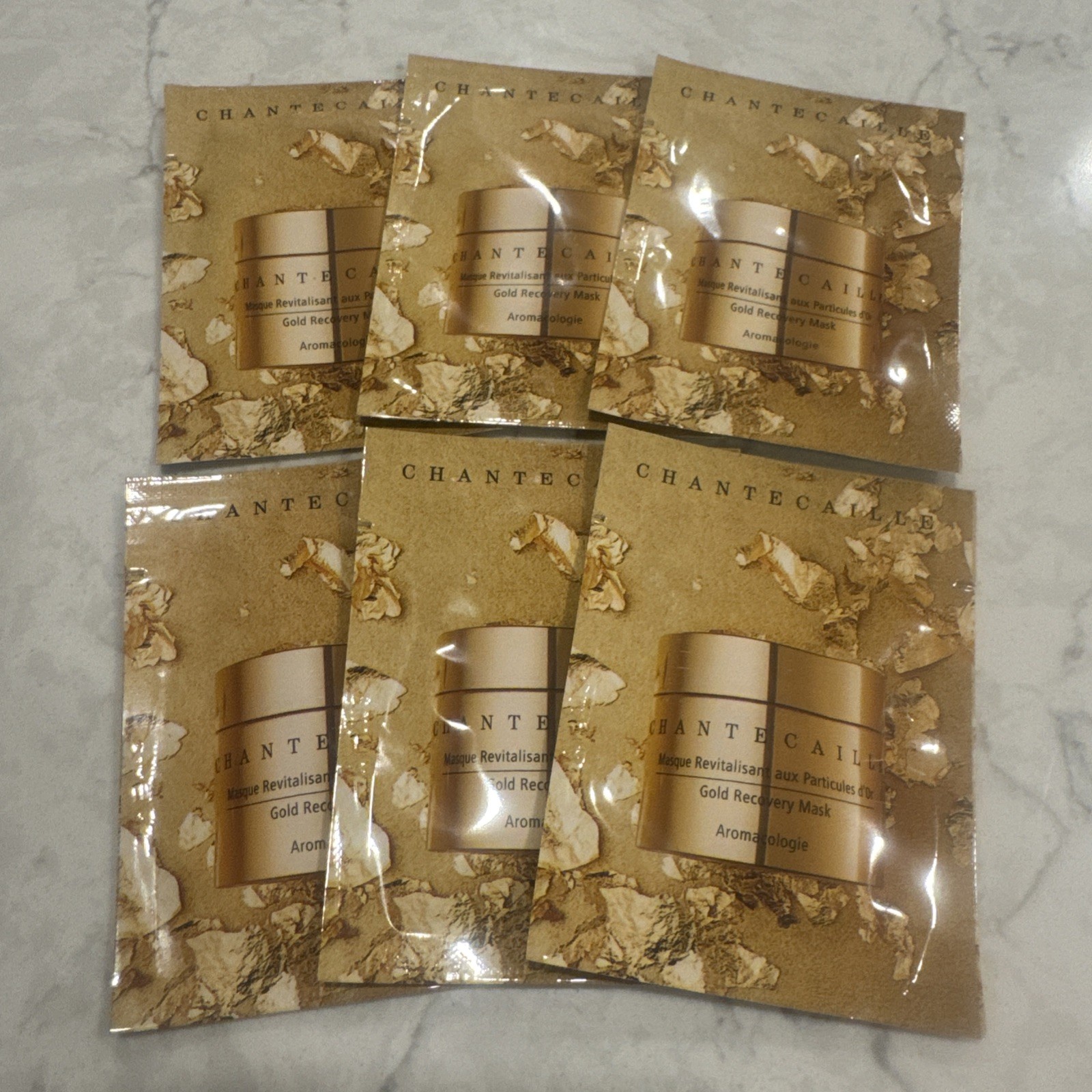 6 Chantecaille Gold Recovery Deluxe Mask Travel Size .07 oz/2 ml each packet