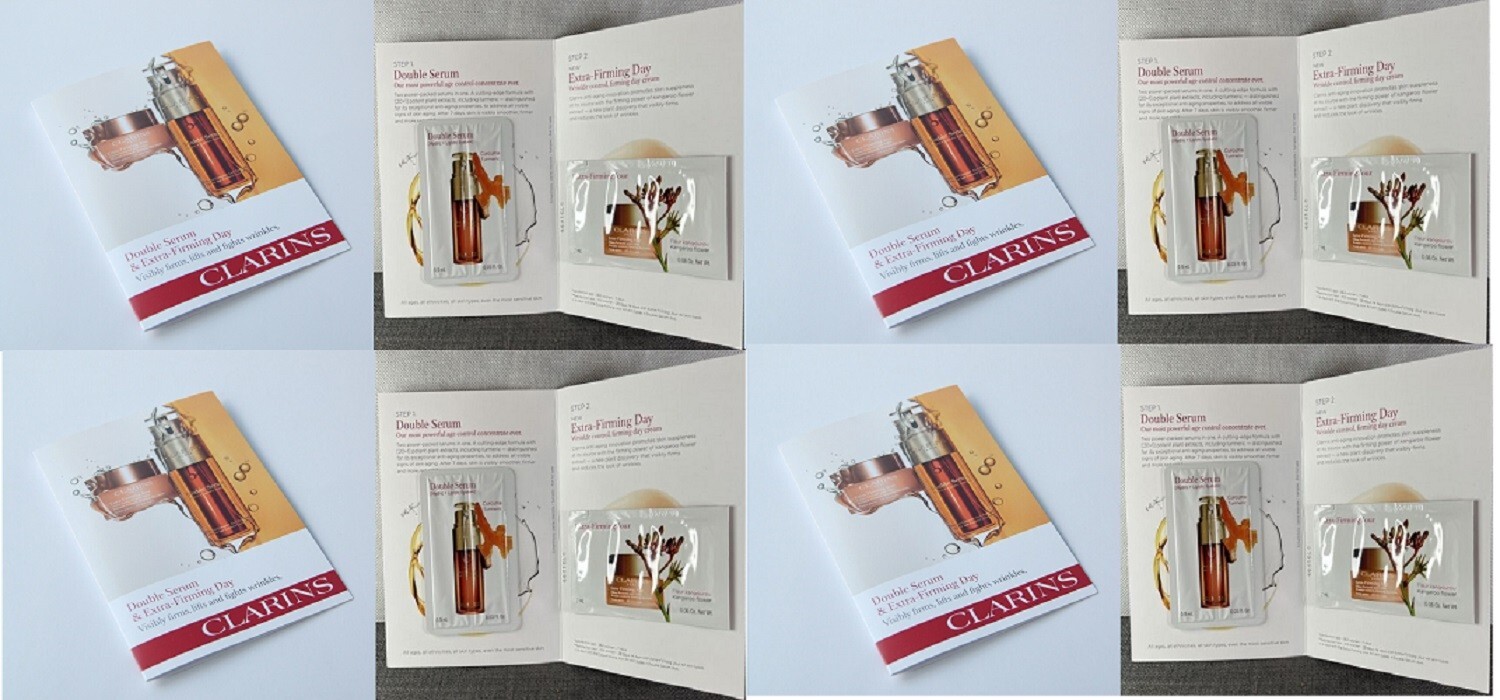 Clarins Double Serum & Extra Firming Day Creme Sample Packets X 4 New & Sealed