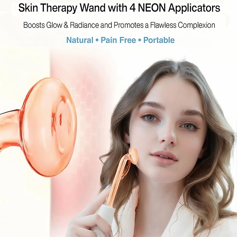 High Frequency Skin Therapy Wand 4PC Neon ARgon Facial Device Skin Care