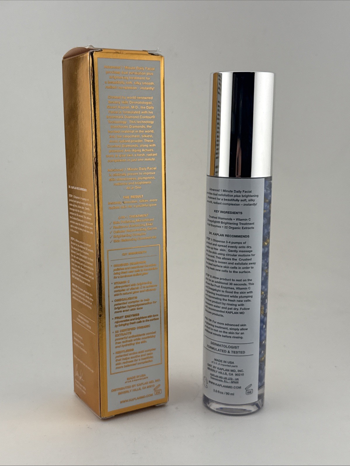 Kaplan MD Diamond Contour Advanced 1 Minute Daily Facial Brightening 3.0 fl New