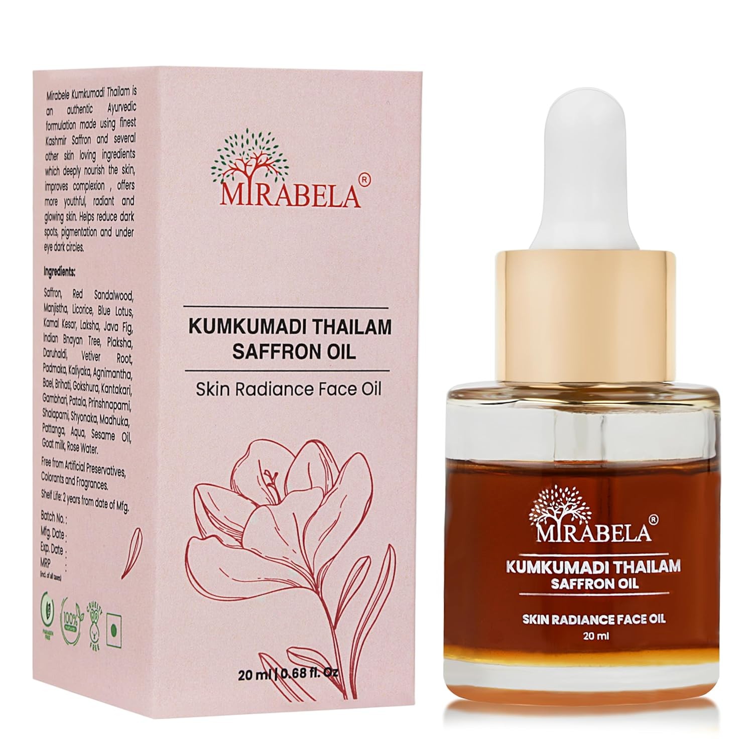Mirabela Kumkumadi Tailam Saffron Oil 20ml