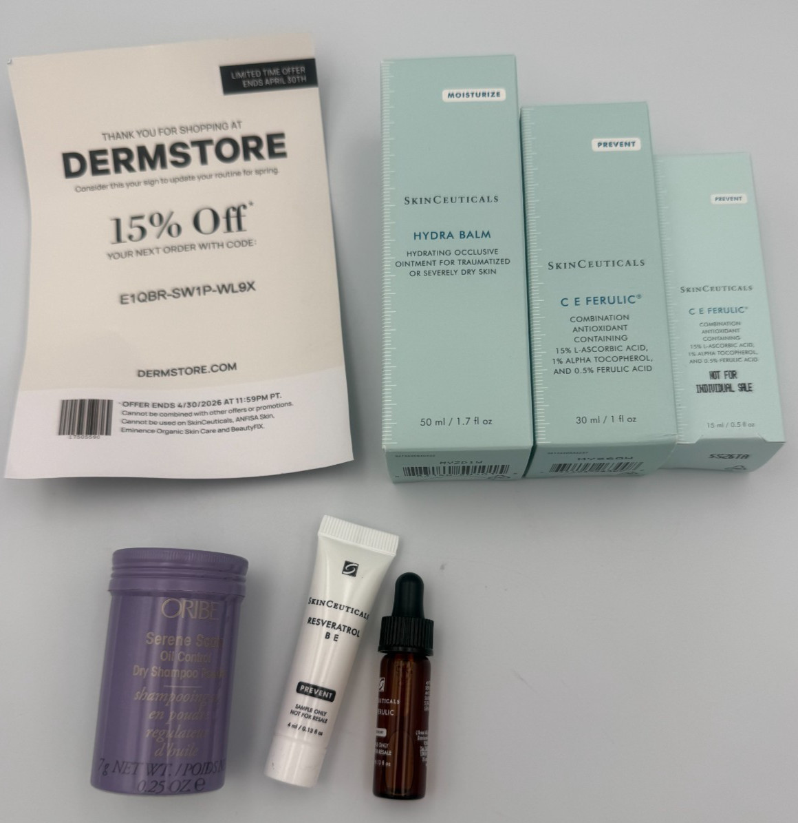 Authentic SkinCeuticals C E Ferulic 30ml + Hydra Balm + Oribe Lot From Dermstore