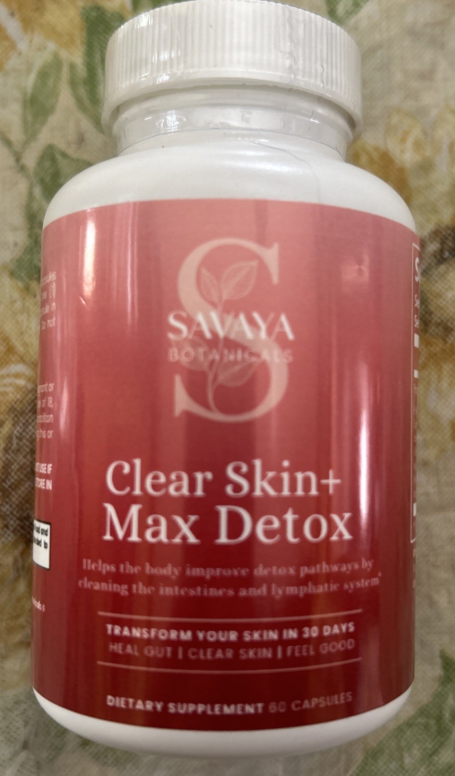 Savaya Clear Skin Max Detox 60 Capsules All Natural Ingredients Acne Treatment