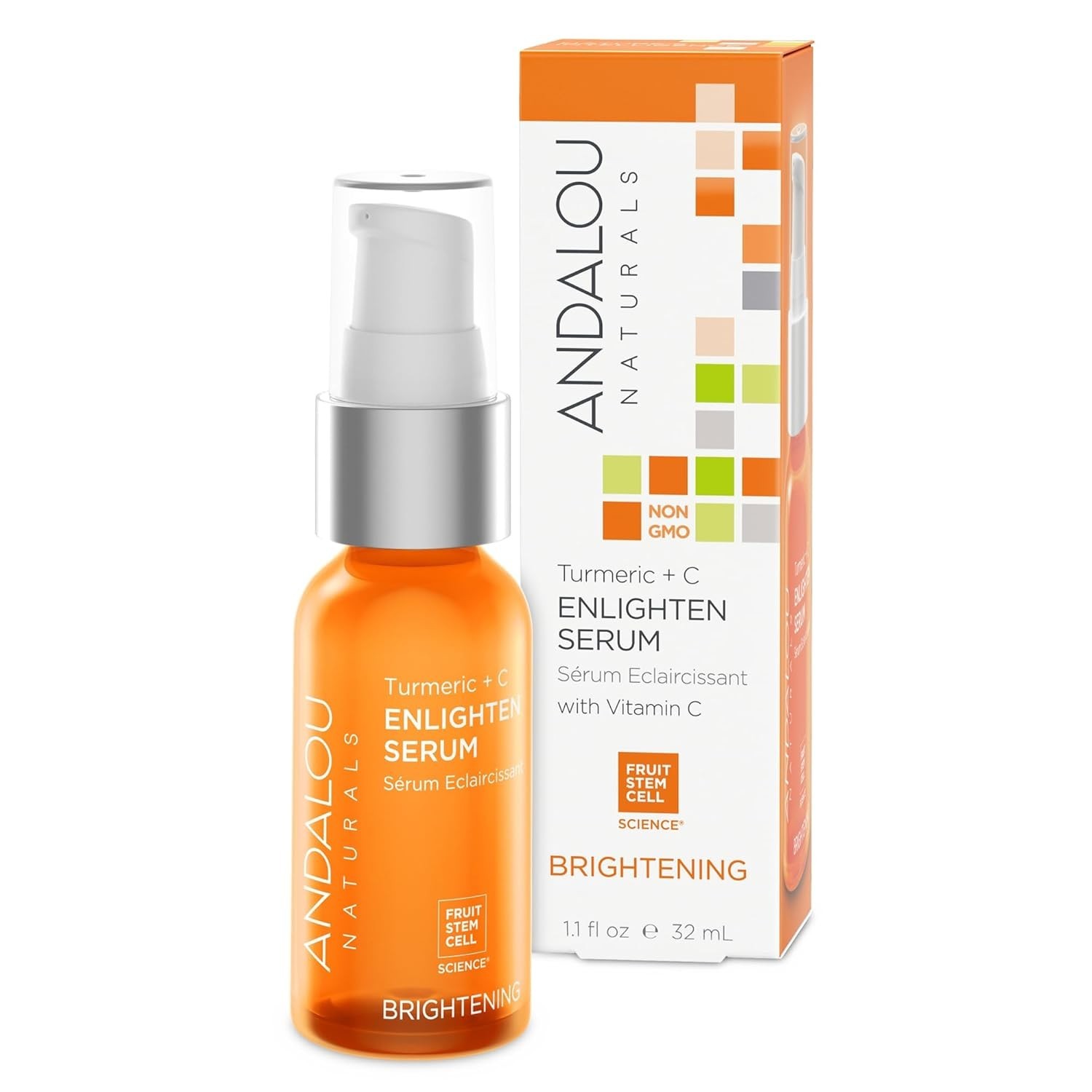 Andalou Naturals Turmeric + C Enlighten Serum, Skin Smoothing Serum with Vitamin