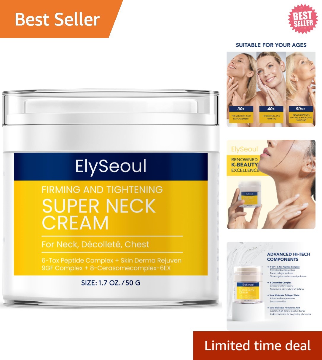 Korean Firming Neck Cream – Flawless Moisturizer with Floral Scent for Radiance