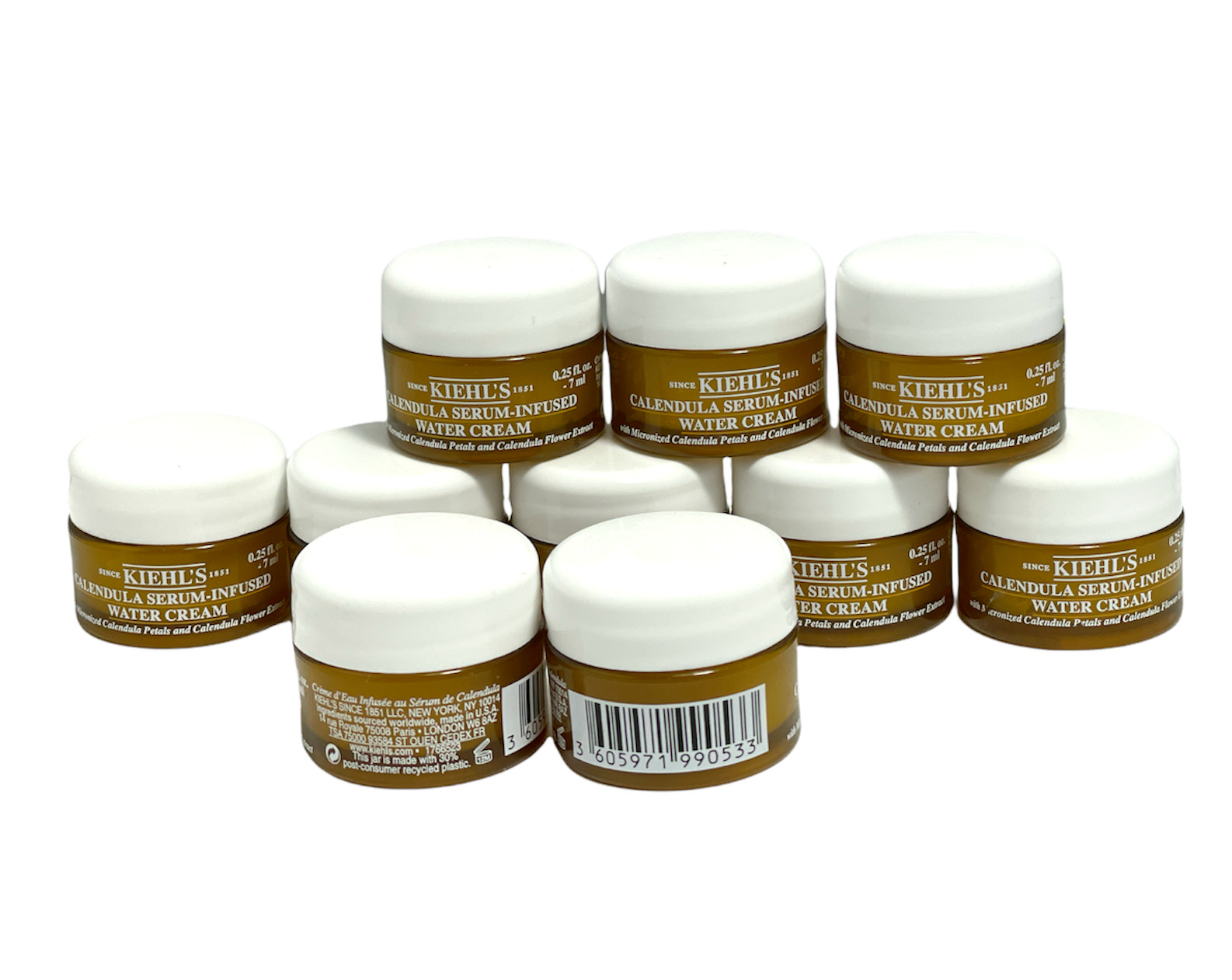 KIEHL’S Calendula Serum-Infused Water Cream 0.25oz./7ml New; LOT OF 10