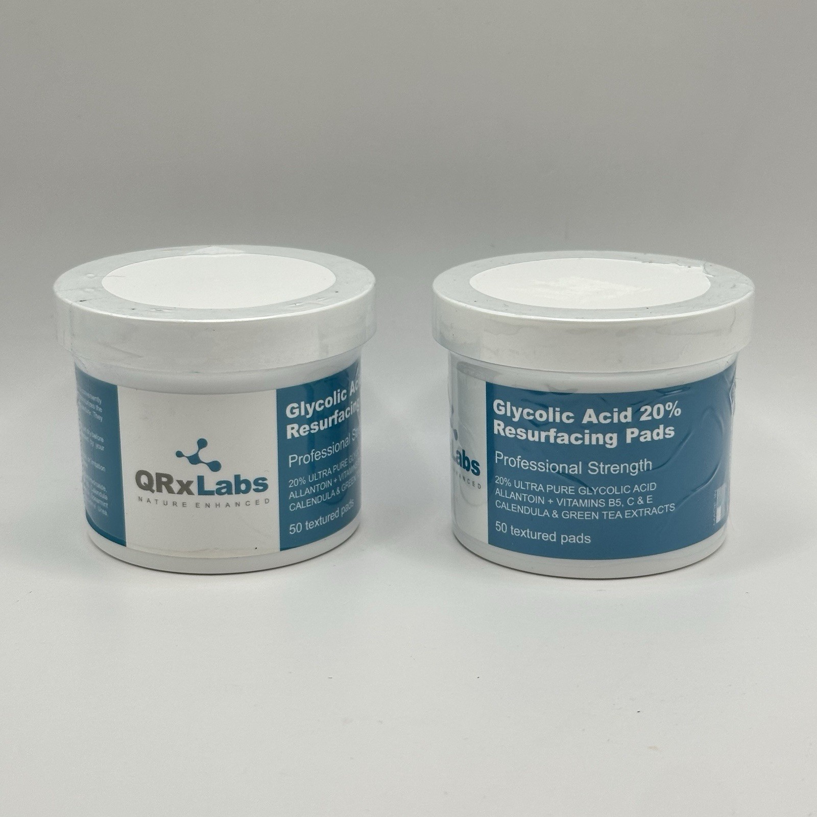 Lot Of 2 QRxLabs Glycolic Acid 20% Resurfacing Pads, 50ct, Textured