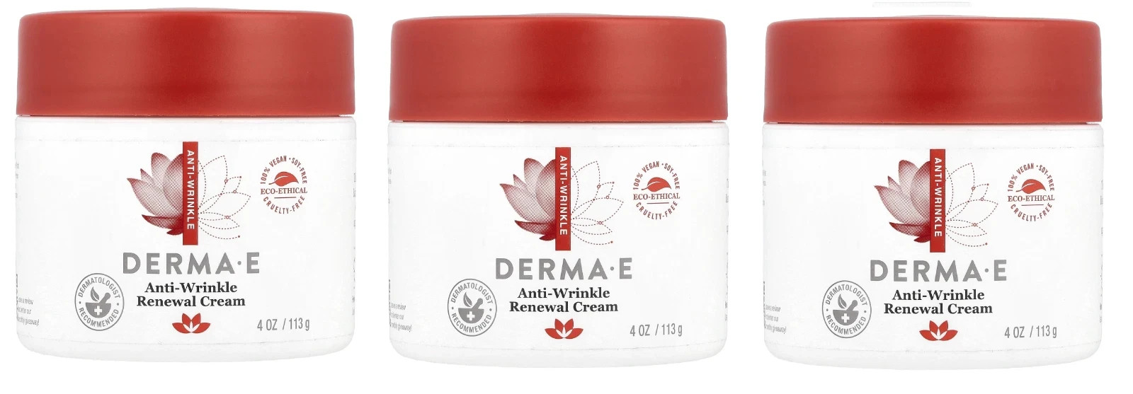 Derma E Anti-Wrinkle Renewal Cream 4 oz ****VALUE 3 PACK******