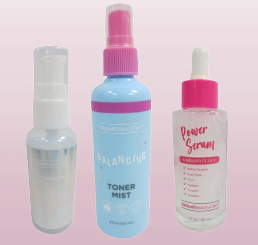 GLOBAL BEAUTYCARE ASSORTED: BALANCING TONER MIST-NIACINAMIDE SERUM & POWER SERUM