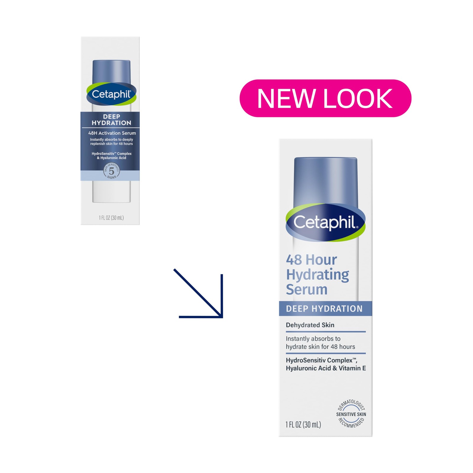 Cetaphil Deep Hydration Fragrance Free 48 Hour Activation Serum, 1 Fl oz, 48Hr