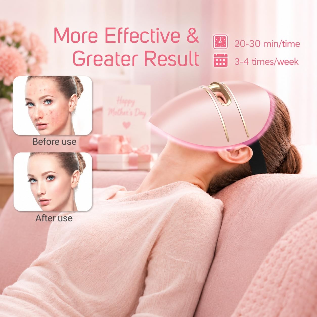 LED Light Therapy Mask FSA Red Blue Anti Aging Skin Device