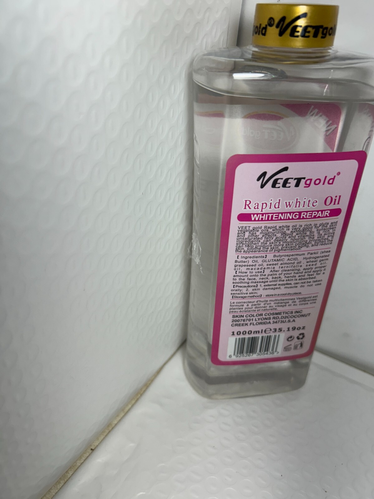 Veet Gold Gluta White Rapid White Oil Body Corrector and Glowing 1000ml 7 Days