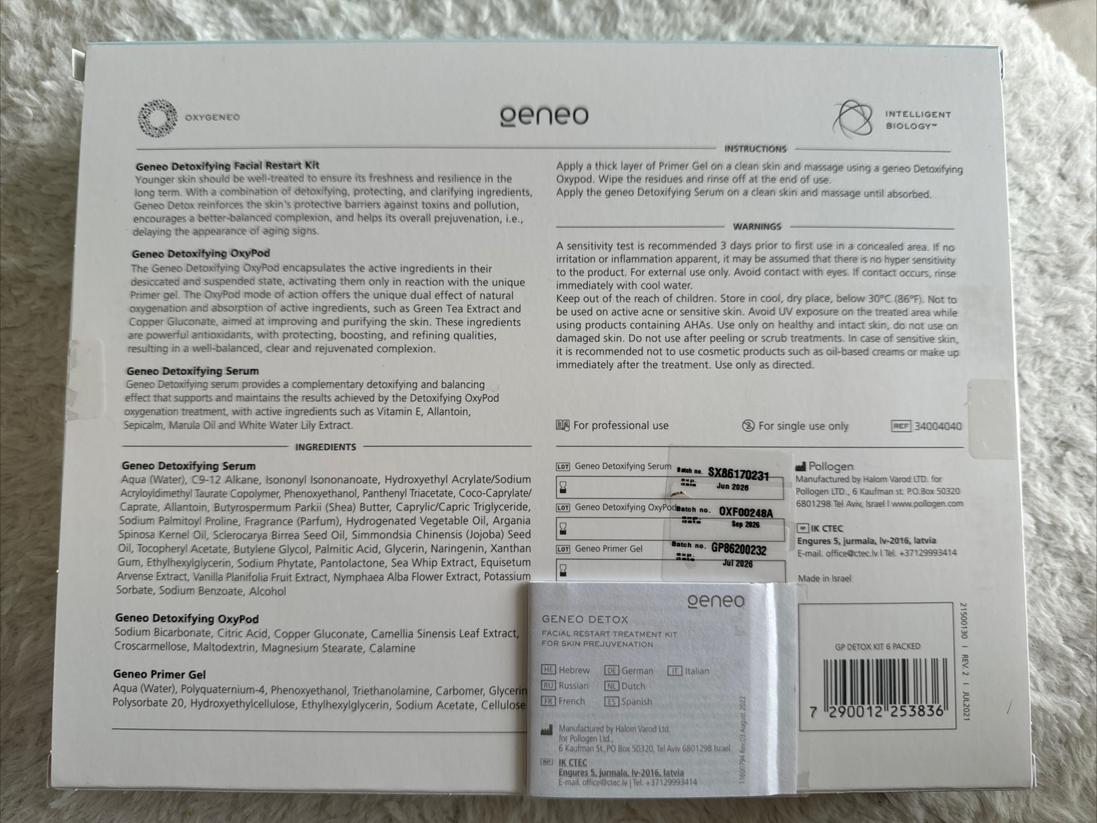 Geneo DETOX Facial Pods For Oxygeneo Facial CO2 therapy Machine EXP 9/2026