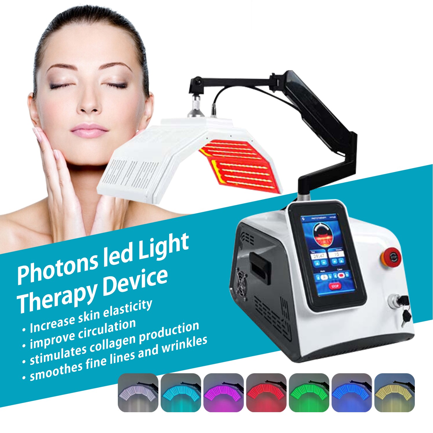 Professional 7 Colors LED Photon Light Therapy Beauty Machine PDT Lamp Treatment