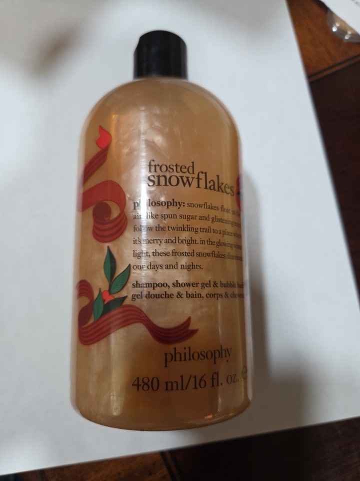 Philosophy Frosted Snow Flakes Shampoo Shower Gel 16 Oz New Seal Holiday Design