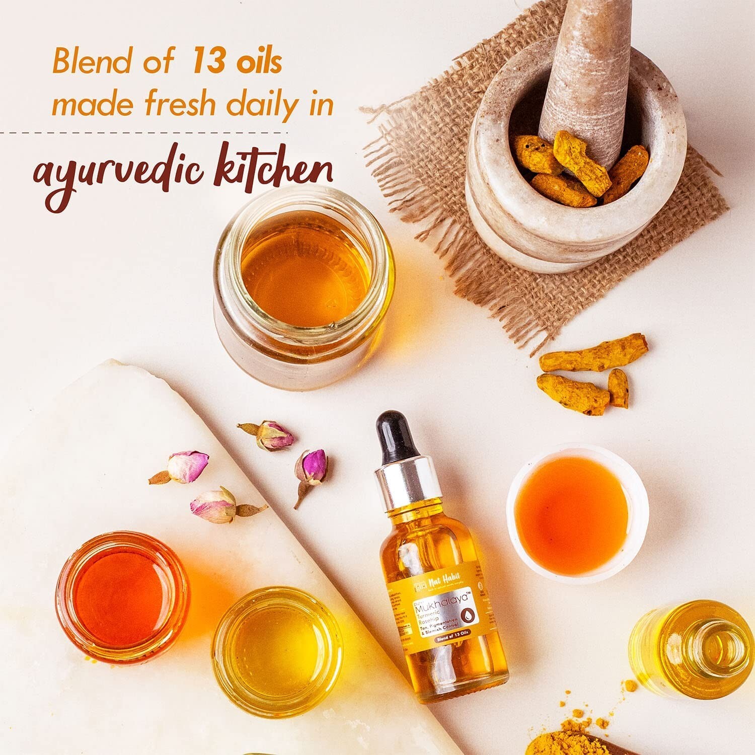 Turmeric Rosehip Face Oil For Tan, Pigmentation & Blemish Control , 30 ml.