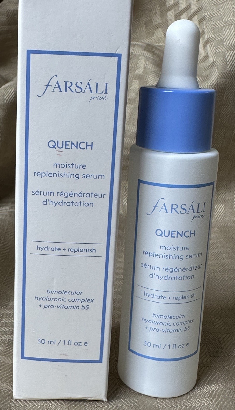 Farsali Quench Moisture Replenishing Serum 1oz /30ML; NEW BOX; Full Sz. Ret $24