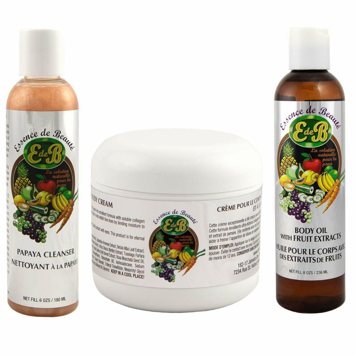 Essence de Beaute Collagen 4oz Cream, Body Oil, Cleanser Set