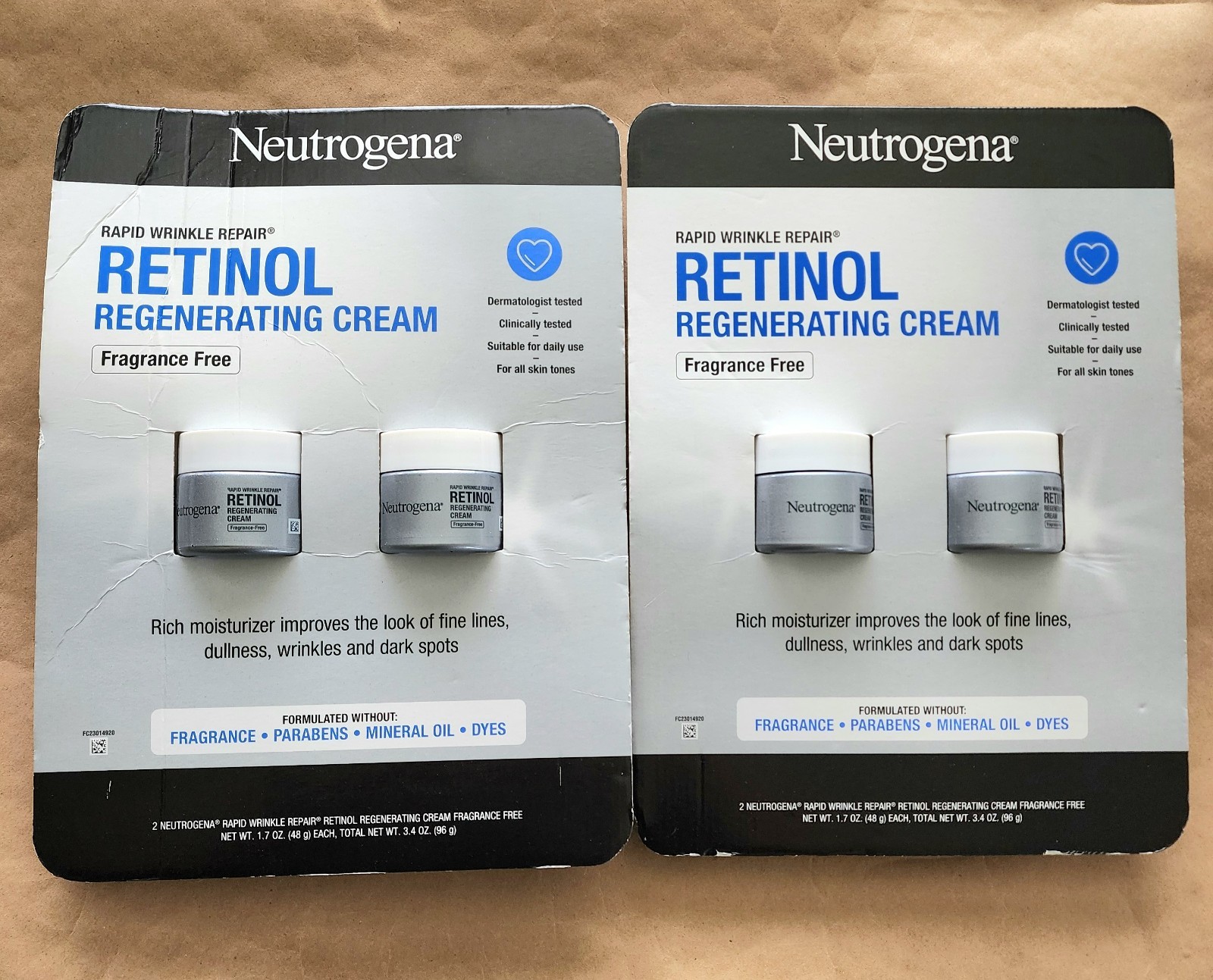 4X Neutrogena Rapid Wrinkle Repair Retinol Regenerating Cream 1.7 oz Each