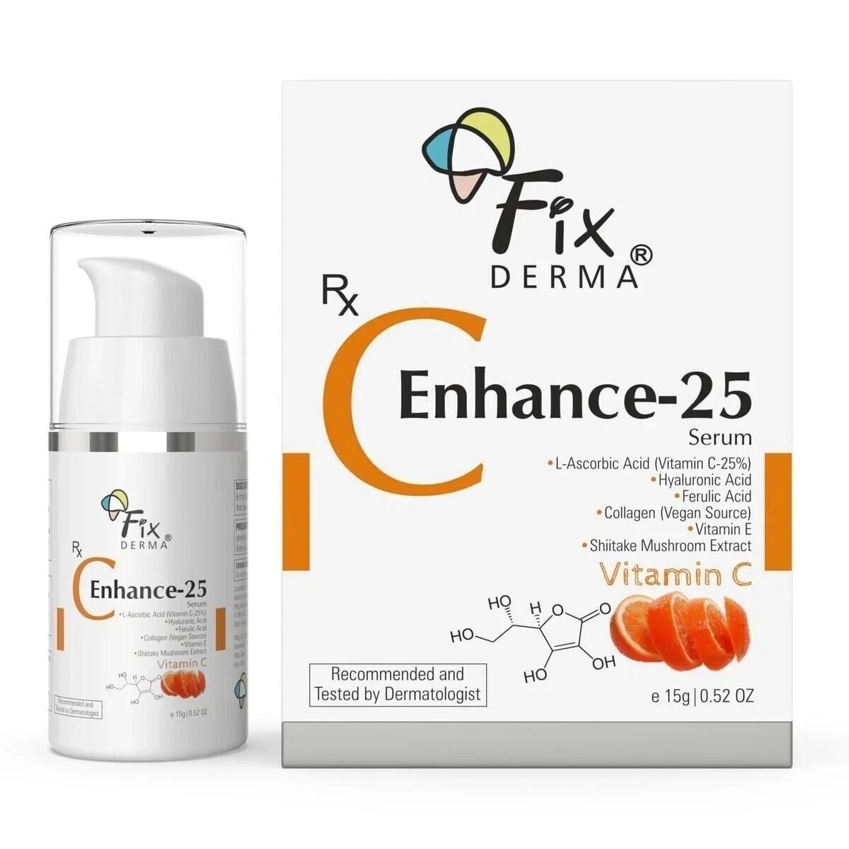 Fixderma C Enhance 25% Vitamin C Serum, Glowing Anti Aging, Skin Brightening 15g