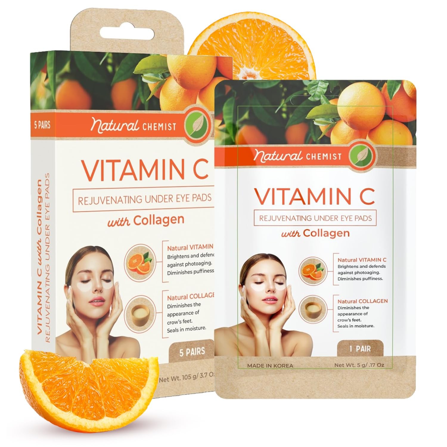 Vitamin C & Collagen Under Eye Patches – Anti-Aging, Reduces Dark Circles, Hydra