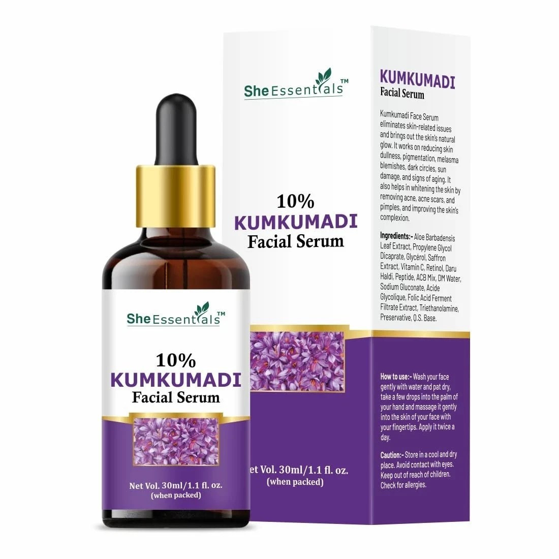 She Essentials Kumkumadi Facial Serum For Dark Circles 30ml