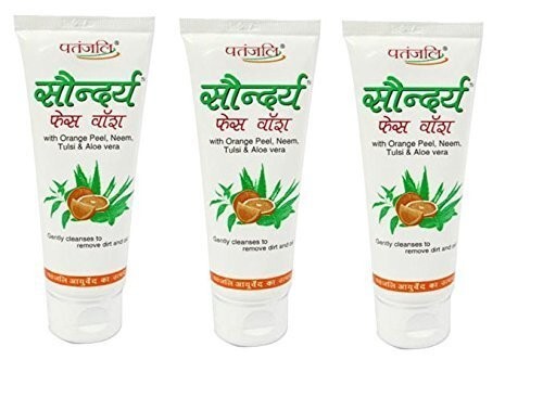 Patanjali Saundarya Face Wash 60g(Pack of 3)with Orange, Neem, Tulsi & Aloe Vera