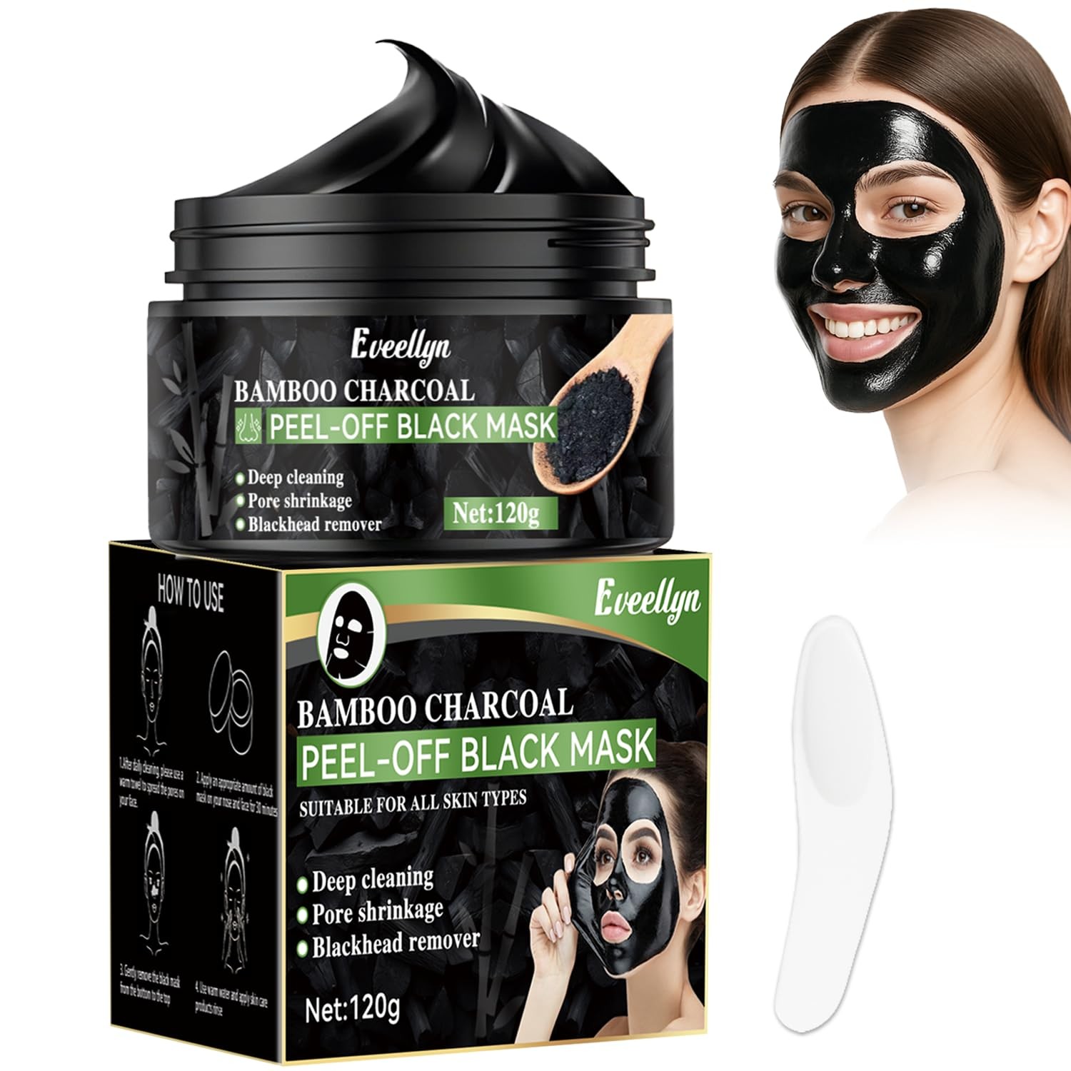 Blackhead Remover Mask,Bamboo Charcoal Peel Off Face Masks, Deep Cleansing fo…