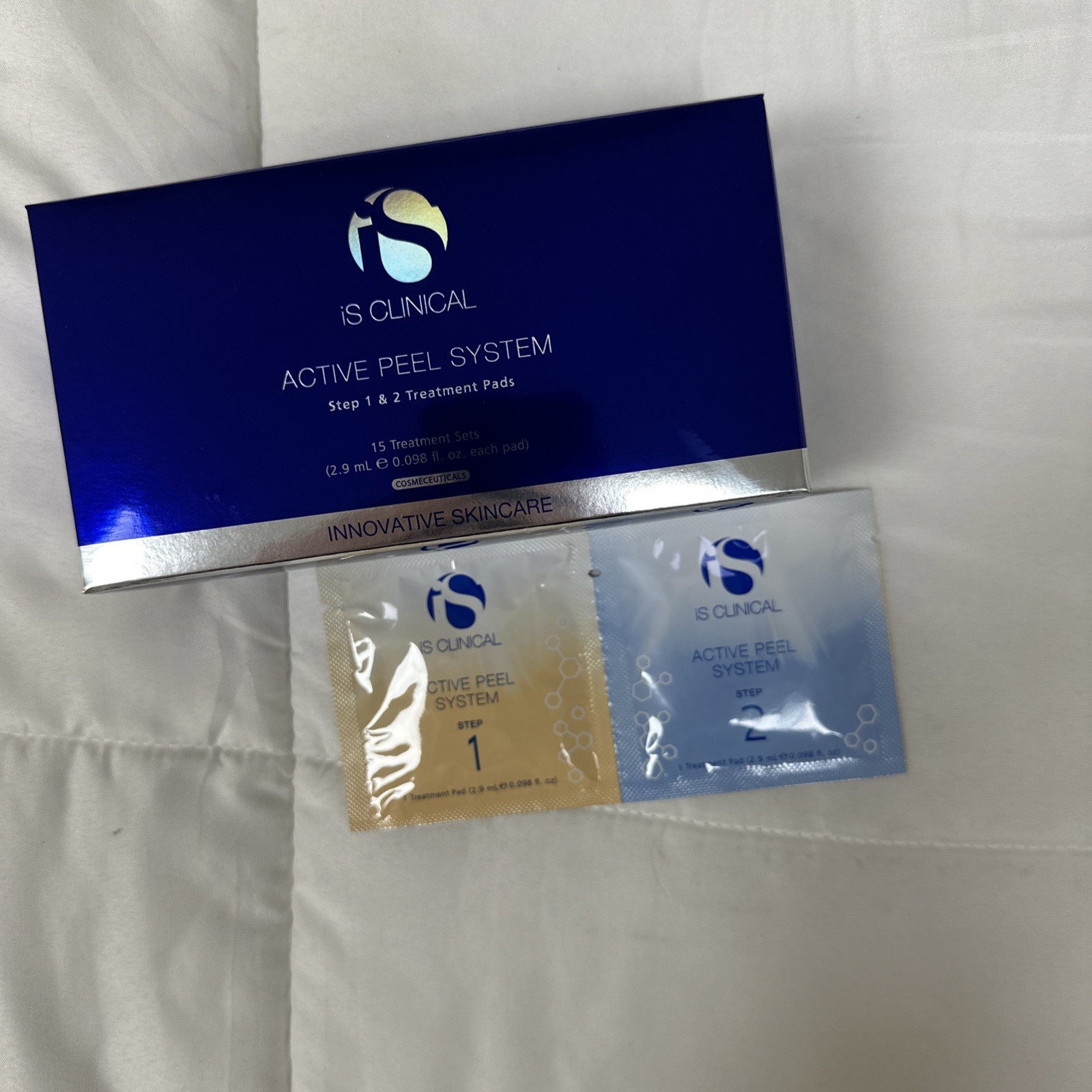 Is Clinical Active Peel System Step 1 & 2 Treatment Pads 15 Treatments sets 2.9m