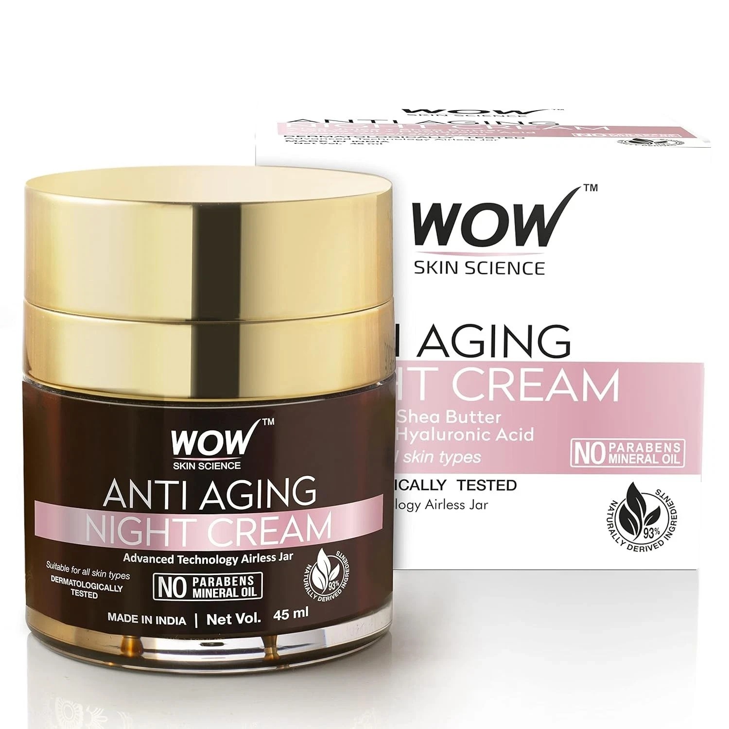 WOW Skin Science Anti-Aging Night Cream 50mL No Parabens Mineral Oil-Free
