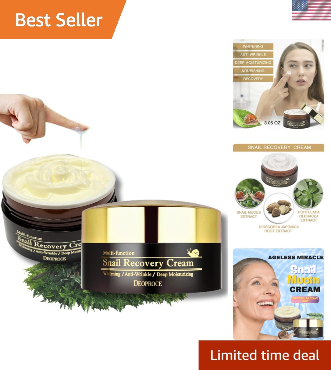 Dual Function Snail Recovery Cream 3.5 oz – Moisturizing and Anti-Aging Solution
